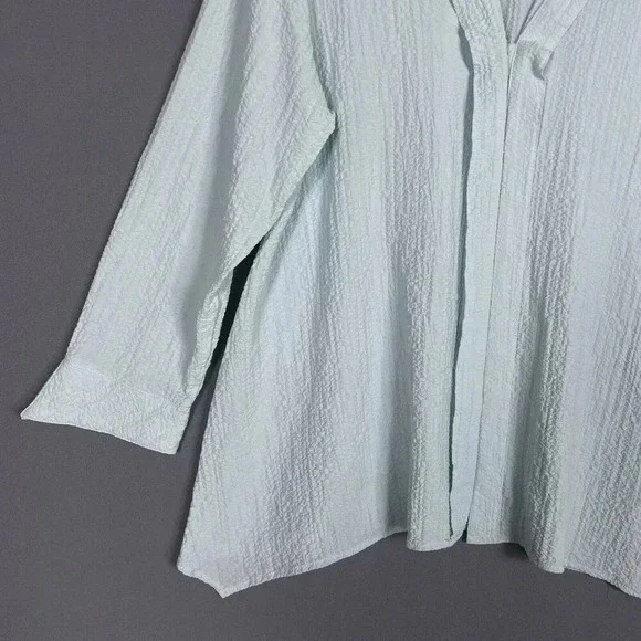 Habitat Soft Crinkle Womens Top Size Medium M Textured Long Sleeve Button Tunic - Picture 5 of 11